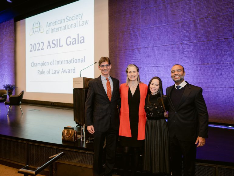 Ludmilla Evelin and her colleagues at the 2022 American Society of International Law gala. 